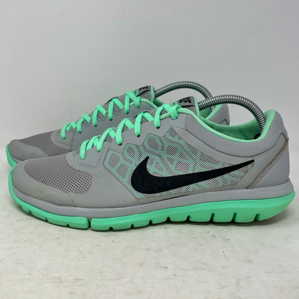 Nike Flex Run 2015 Running Shoes Womens Size 11 Grey Seafoam Green